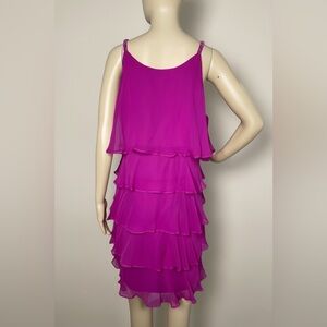 NWT Fuchsia Silk Cocktail Dress Beaded Size 6 Homecoming Dress Semiformal Mini